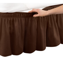 Collections Etc Wickelbettrock, elastischer Staubschutz, braun, Einzel-/Doppelbett