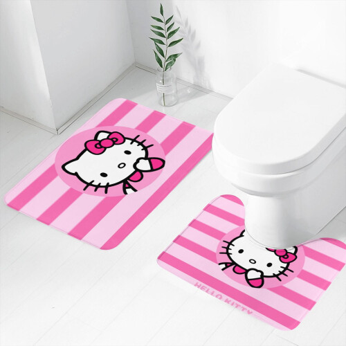 Hello Kitty Σετ χαλιών μπάνιου 2 τεμαχίων, αντιολισθητικό, απορροφητικό χαλάκι 1