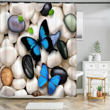 Cortina de ducha para baño con estampado de mariposas en 3D, de poliéster impermeable, ideal para decoración del hogar, con gancho, 180x180cm.