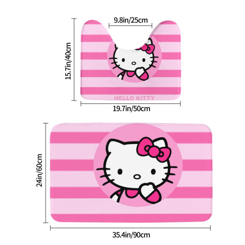Hello Kitty Σετ χαλιών μπάνιου 2 τεμαχίων, αντιολισθητικό, απορροφητικό χαλάκι 2