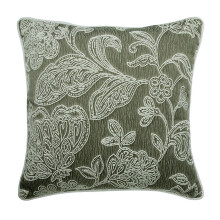 HomeCentric kussenhoezen, grijs, 40x40 cm, set van 2, jacquard borduurwerk met ritssluiting, natuur- en bloemenpatroon, vintage stijl