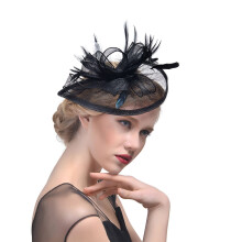Ongmies Hochzeitshut im Ausverkauf: Hut für Damen, Hochzeitsblumen, Zopf, Netz, Federn, Haarspange, Teeparty-Stirnband, Accessoires, Schwarz