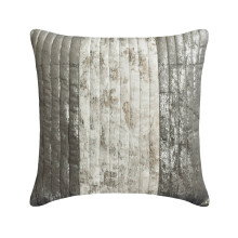HomeCentric Stoelkussenhoes, Grijs, Set van 2, 35,5 x 35,5 cm, Fluweelstructuur, Folie & Gewatteerd, Gestreept, Moderne Stijl - Grey Foil Dusk