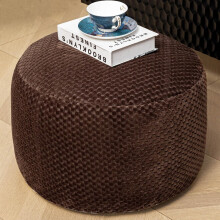 Ronde poef/voetenbank, ongevuld, 51 x 51 x 30 cm, zachte voetensteun met opbergruimte, compatibel met koffiebekerhoes (geen vulling)