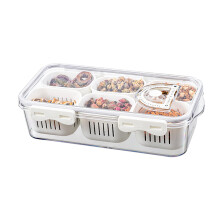 Contenitori per alimenti freschi Yonrjhukm per frigorifero, 6 scomparti, frigorifero ermetico, cestello scolapiatti rimovibile, verdura fresca