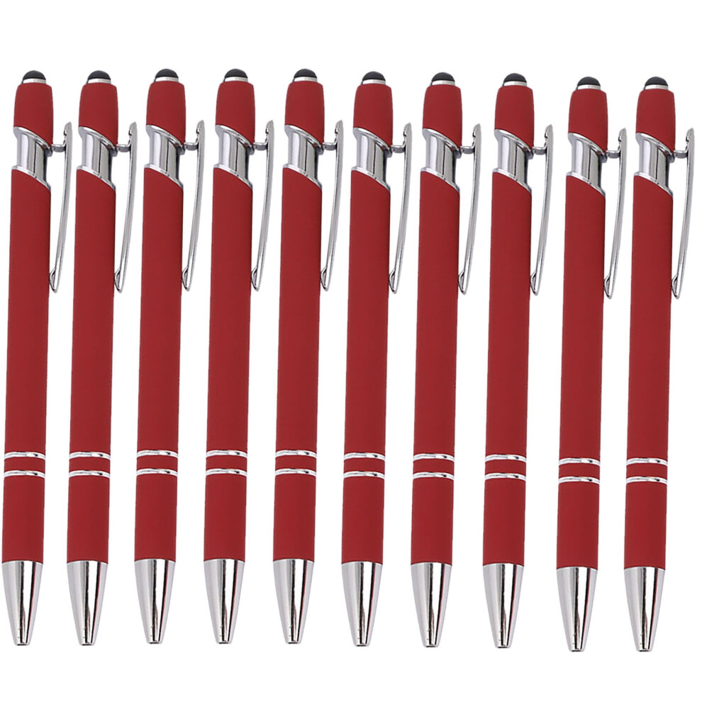 Imossad Ballpoint Pen With Stylus Tip, Soft Touch Click Metal Pen, 1.0Mm Medium Point, Ink, 10 Count Black 9395123848150