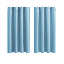 Cortinas opacas Begine Clearance, paneles térmicos aislantes para sala de estar, azul claro - 2 cortinas, instalación sin perforaciones