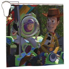 Cortina de ducha Toy Story de 182 x 182 cm - Impermeable, resistente al moho, opaca, con estampado de patchwork, talla única