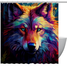 Cortina de ducha Wolf, impermeable, con ojales y ganchos, 60" x 72".