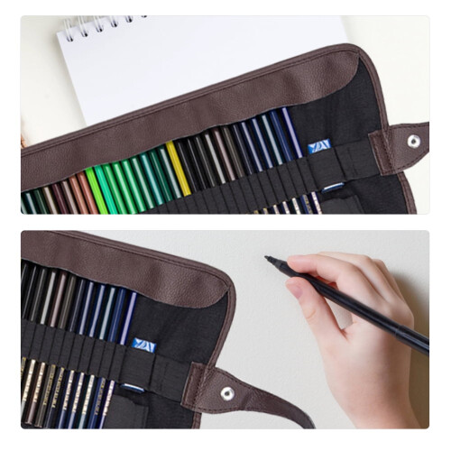 Rollbares Federmäppchen aus Canvas, Schwarz 2