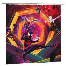 Cortina de ducha Spider-Man: Un nuevo universo, 182 x 182 cm, opaca, impermeable, resistente al moho, con forro de privacidad, compatible con
