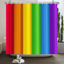 Cortina de ducha con rayas arcoíris de 60x72 pulgadas con 10 ganchos, apta para baños de niños y adultos, diseño Pride.
