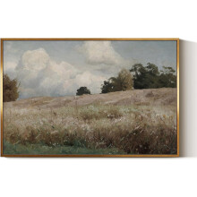ASPORIC Vintage-Leinwandbild, rustikales Wiesenmotiv mit Wildblumenwiese, passend zum Landhausstil, ungerahmt, 25 x 20 cm