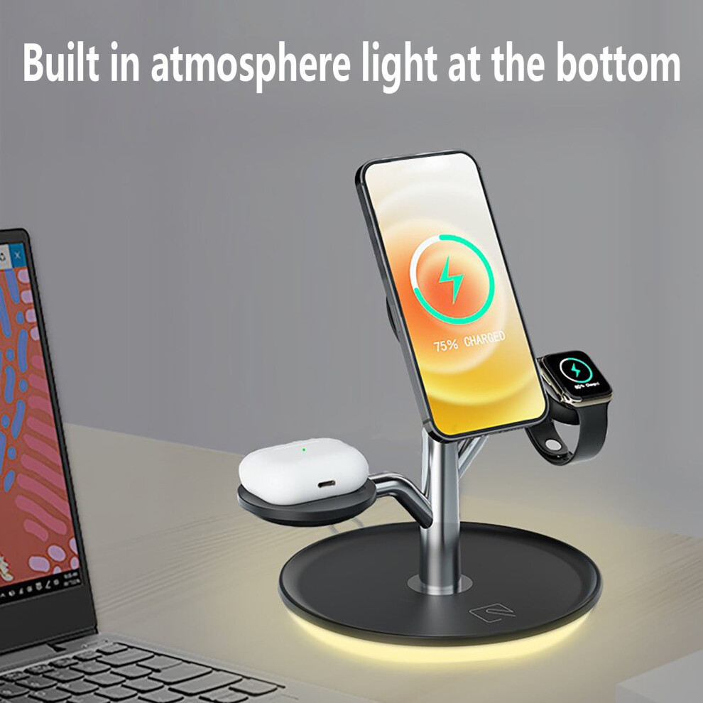 Kiplyki Wholesale Magnetic Bracket Wireless Charging Tray Suitable For Ios Phone Watch Headphones Three-In-One Adjust Wireless Charger Light/Black 9395123939735