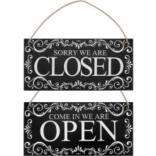 Natural Wood Open and Closed Store Business Sign "Come in We're Open & Sorry We're Closed" Plaque Two Sided Reversible Store Hanging Sign