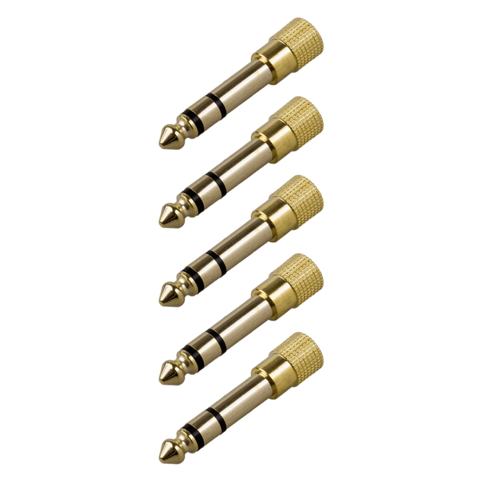 5X Quality Headphone Adapter Stereo Plug 1/4 Inch (6.3Mm) Male To 1/8 Inch (3.5Mm) Female Gold 9395123940397
