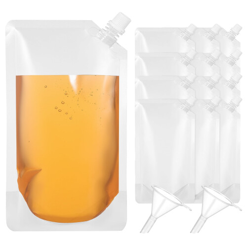 Eease12pcs500ml Διαφανείς θήκες χυμού, όρθιες τσάντες ποτών για ταξίδια, κάμπινγκ