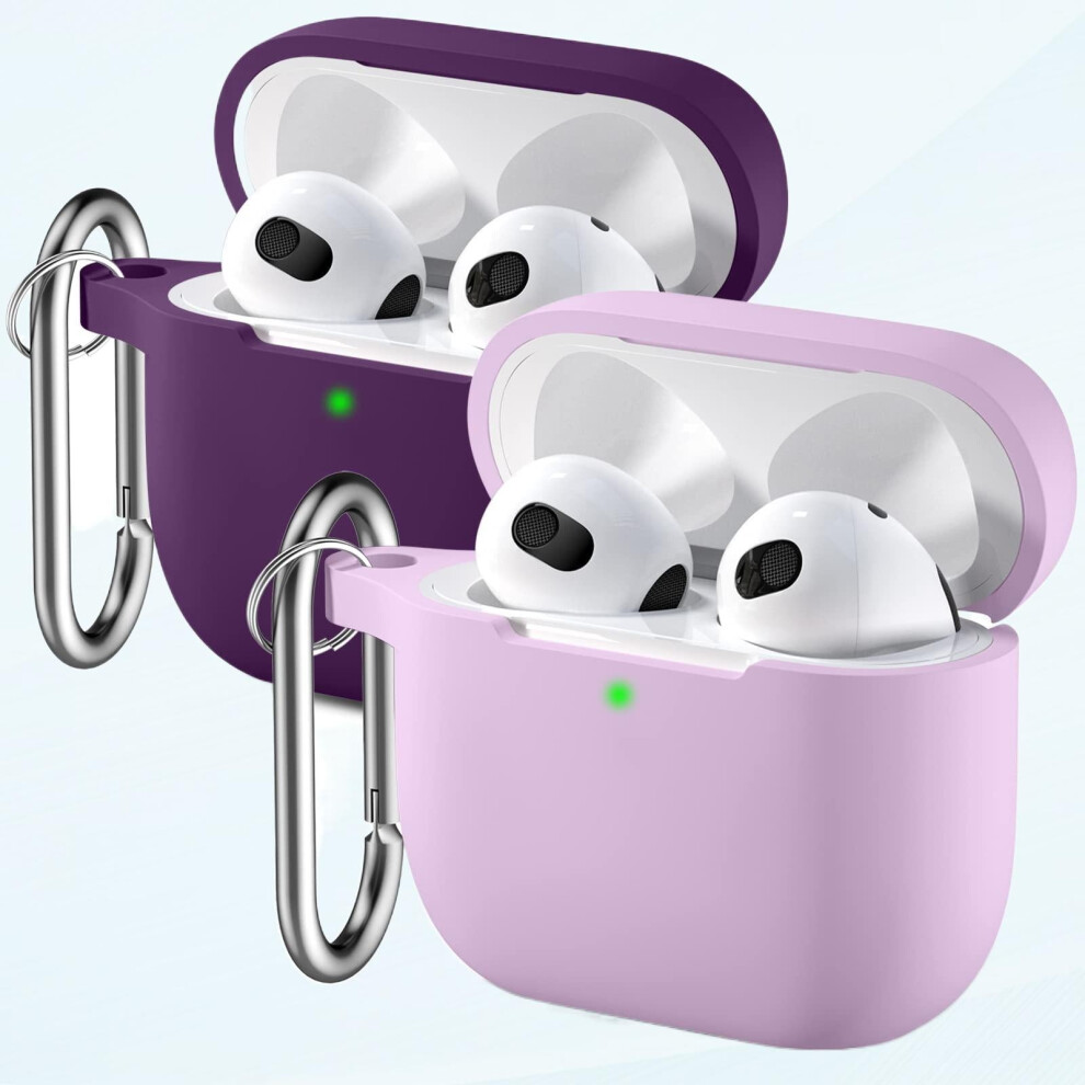 Compatible With Airpods 3Rd Generation Case 2021 - Silicone Protective Cover With Visible Led, 2 Carabiners - /Pinegreen Black 9395123940465