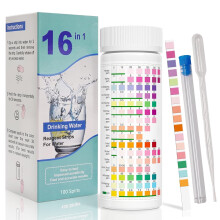 16-in-1-Wasserteststreifen, 100 Streifen für Trinkwasser, pH-Wert, Härte, Chlor, Blei, Eisen, Kupfer, Nitrat, Nitrit usw.