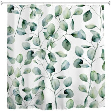 Cortina de ducha con estampado de hojas de eucalipto, 180x180cm, GOODBATH