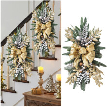 Giyblacko Draadloze Voorverlichte Kerstkrans voor Trap, Kerstkrans voor Voordeur, Kerstmuur- en Raamdecoratie, Kerstversiering voor Binnen en Buiten
