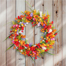 OYIGU Gesimuleerde Kleine Bloemenkrans, Deurhanger, Lente Tuin Feestdecoratie, Bloemenkrans Muurhanger, voor Thuis Buiten Binnen