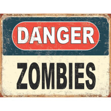 Danger, Zombies funny retro Metal Aluminium Sign/plaque novelty gift man cave pub Size: 8 x 12 inch