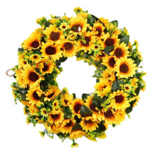 Zonnebloemkrans 40 cm (16 inch) Gele simulatie slinger voor voordeur, kamerdecoratie, deurhanger (compatibel met zonnebloemthema's)