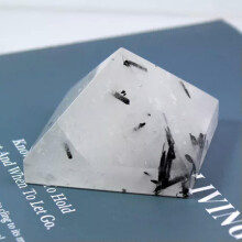 RSAMD 3/4/5cm Natural Black Hair Crystal Tourmaline Pyramid Quartz Healing Reiki Point-5*5cm