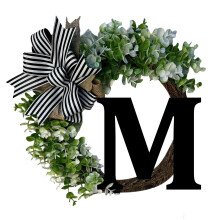 Opruiming! Kerstkrans met achternaam Gheawn en strik, welkomstbord slinger, 26 letters, landelijke deurdecoratie, het hele jaar door te gebruiken als