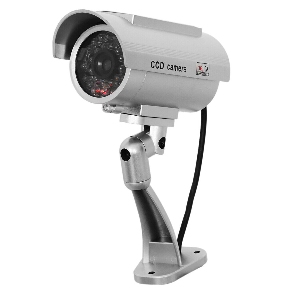 Solar Powered Dummy Surveillance Security Camera Cctv With Led Record Light 9395123064611