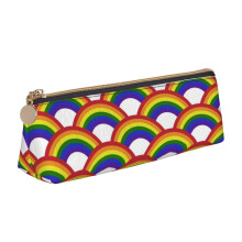 Astuccio per matite con cerniera e motivo arcobaleno LGBTQ Pride Month, borsa portapenne in pelle, organizer per cosmetici