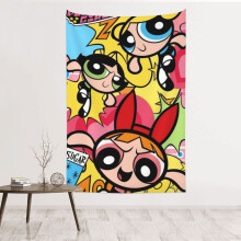 Powerpuffpinglorna Väggtapet, Vattentät Polyestertyg för Sovrum, Vardagsrum, Studentrum, Badrumsdekor & Födelsedagspresent, En Storlek