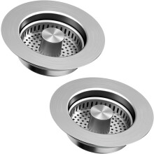Bonde et crépine d'évier 3 en 1, panier plus grand amélioré, conception à ouverture facile, acier inoxydable 304, anti-obstruction, compatible