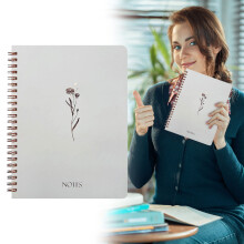 Caderno Estético Winysin 8x6, Páginas Pautadas Universitárias com Bolsos Grandes, Caderno Bonito para Escola ou Trabalho, Materiais Organizados