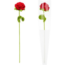 2 handgestrickte rote Rosen mit Beutel, gehäkeltes Blumengeschenk für Ehefrau/Freundin, Geburtstag, Jahrestag, Fest, passend zur Heimdekoration