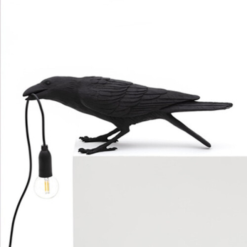 Seletti Bird Μοντέρνο Ιταλικό Φωτιστικό Τοίχου Μαύρο Λευκό Ρητίνης Μαύρο Καθιστικό