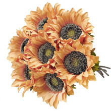5 künstliche Sonnenblumen, langstielig, große Seidensonnenblumen, Brautstrauß, künstliche gelbe Blumenarrangements für den Außenbereich