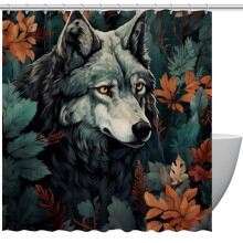 Cortina de ducha con ojales y ganchos Wolf Shower Curtains 66" x 72" Cortinas de baño para decoración