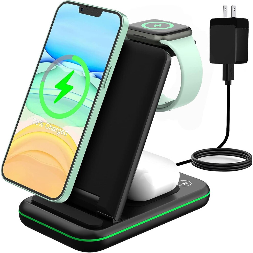 Wireless Charging Station,3 In 1 Fast Wireless Charger Stand Qi-Certified Foldable Charging Stand Dock 9395123284231