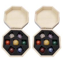 Conjunto de 2 peças de cristal decorativo redondo polido.