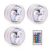 3 LEDs RGB Underwater Lamp Submersible Light Remote Control Garden Swimming Pool Light Aquarium Vase Bowl Wedding Party Decor