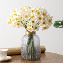 künstliche Narzissen, 40 cm, Frühlingsweiß, realistische PU-Blumen, Strauß für Hochzeiten, Feiertage, Brautpaardekoration, Heimdekoration,