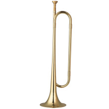 CACAGOO Brass C Bugle Call Gold-Plated Trumpet Cavalry Horn with Mouthpiece Musical Instrument for Beginners School Band Orchestra (18.7 Inch)