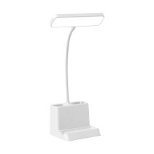 Luckky lille LED-skrivebordslampe med pen-/telefonholder, genopladelig, fleksibel svanehals, 3 farveindstillinger, øjenvenlig til kollegieværelse,