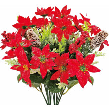 2er-Pack künstliche Weihnachtssterne von Red8Heads, Seidenblumen für Weihnachtsfeiern, Tischdekoration, Vase, Hochzeits- und Festtagsdekoration
