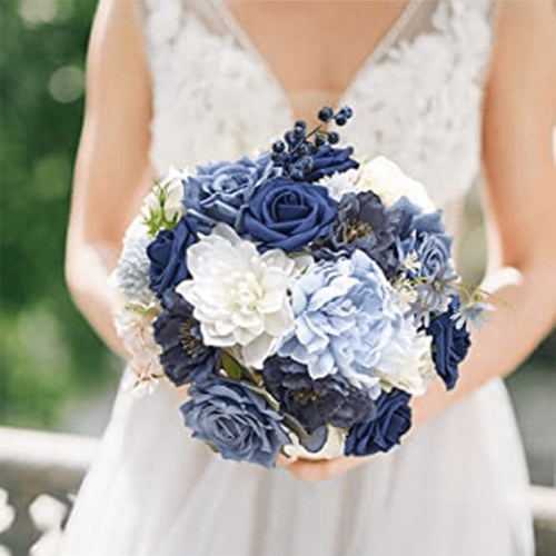 2X Συνδυασμός λουλουδιών Dusty Blue για DIY νυφικές ανθοδέσμες, κεντρικά διακοσμητικά 1