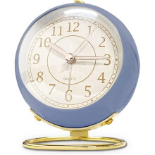 SCSYV Small Alarm Clock, Classic Retro Analog Cute Simple Design Small Desk Clock with Silent Battery Powered Silent Backlight for Kids/Bedroom/Blue