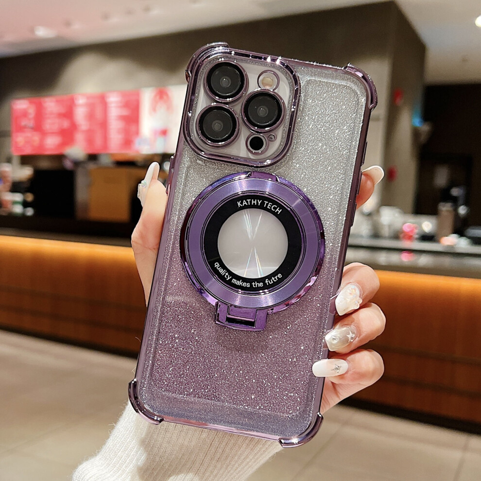 Gradual Glitter Magnetic Stand Phone Case For Compatible With Iphone 16 Promax, Wireless Charging, Shockproof Tpu, Anti-Drop, Foldable Stand 9395123393124