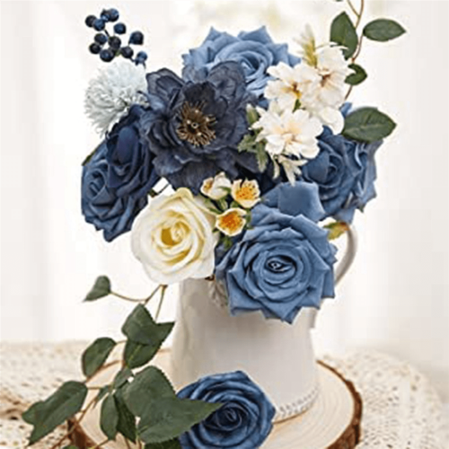 2X Συνδυασμός λουλουδιών Dusty Blue για DIY νυφικές ανθοδέσμες, κεντρικά διακοσμητικά 2